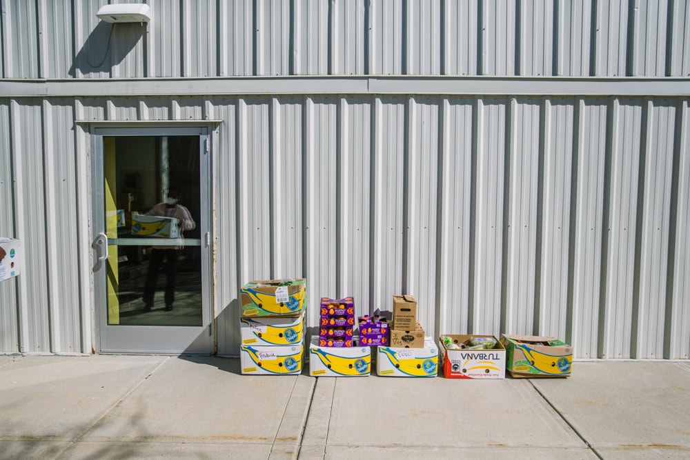 Boxes of food donated to Boston area food recovery organization Lovin Spoonfuls.