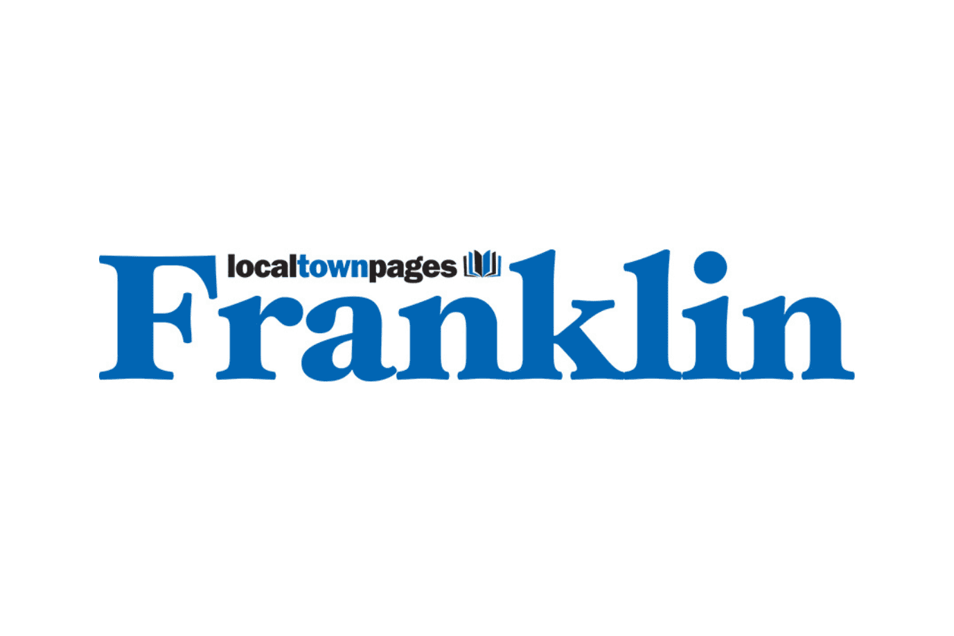 Logo of Local Town Pages Franklin with blue text and small black text above the 'F'.