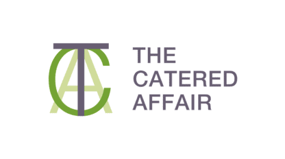 Logo with overlapping letters "TCA" in green and gray, next to the text "The Catered Affair" in gray.