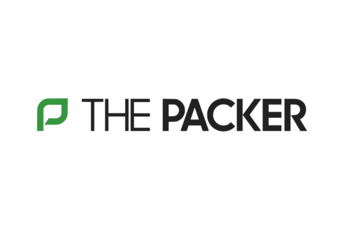 Logo featuring a green stylized letter "P" followed by the text "THE PACKER" in black capital letters on a white background.