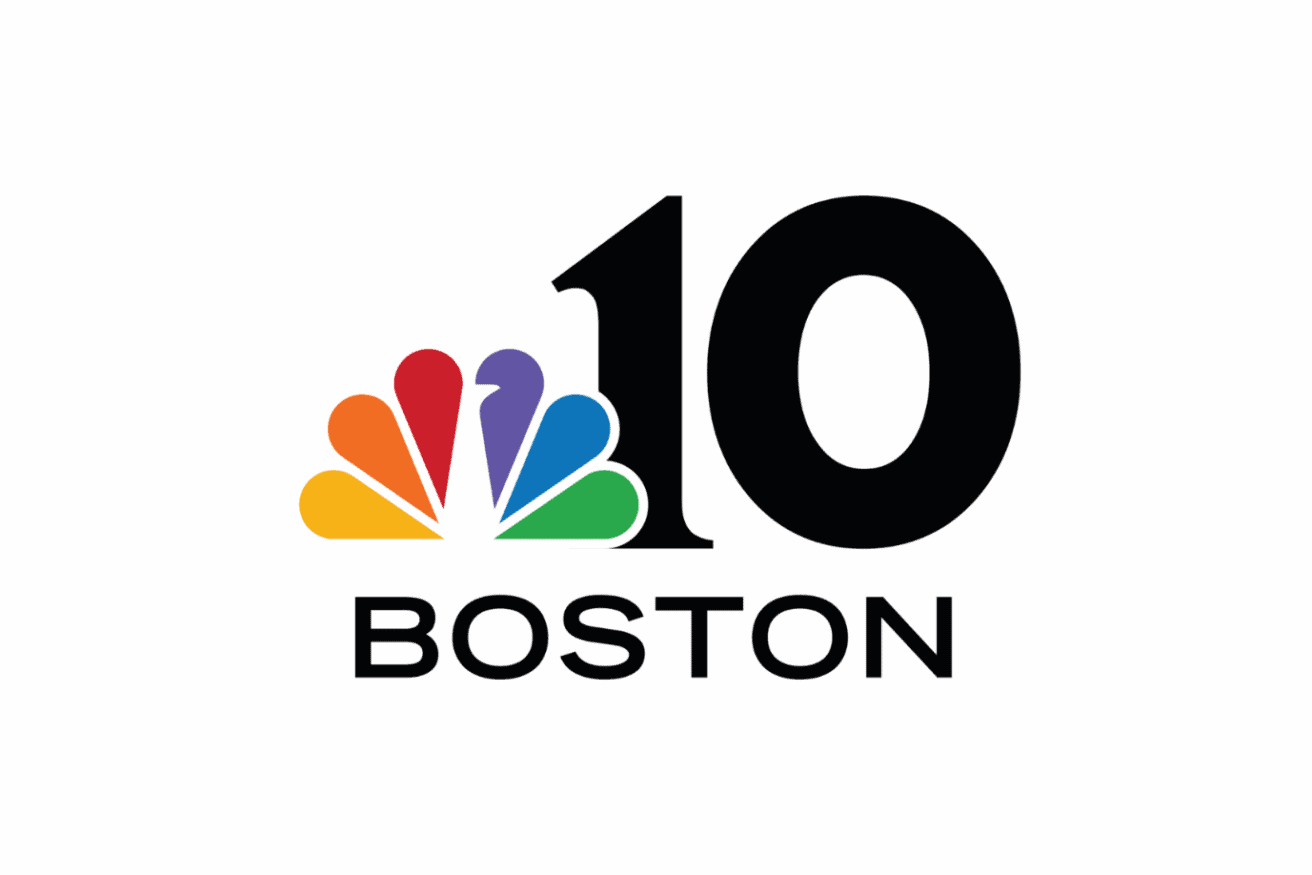 NBC 10 Boston logo featuring the NBC peacock in rainbow colors to the left of a large black number 10, with "BOSTON" written below in black capital letters.