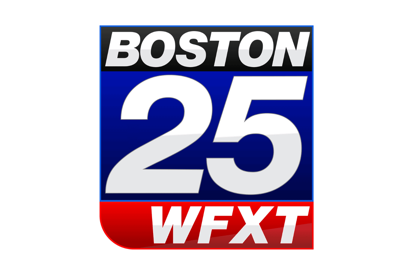 Boston 25 WFXT logo with "BOSTON" in white text on black, "25" in large white numbers on blue, and "WFXT" in white on a red background at the bottom.