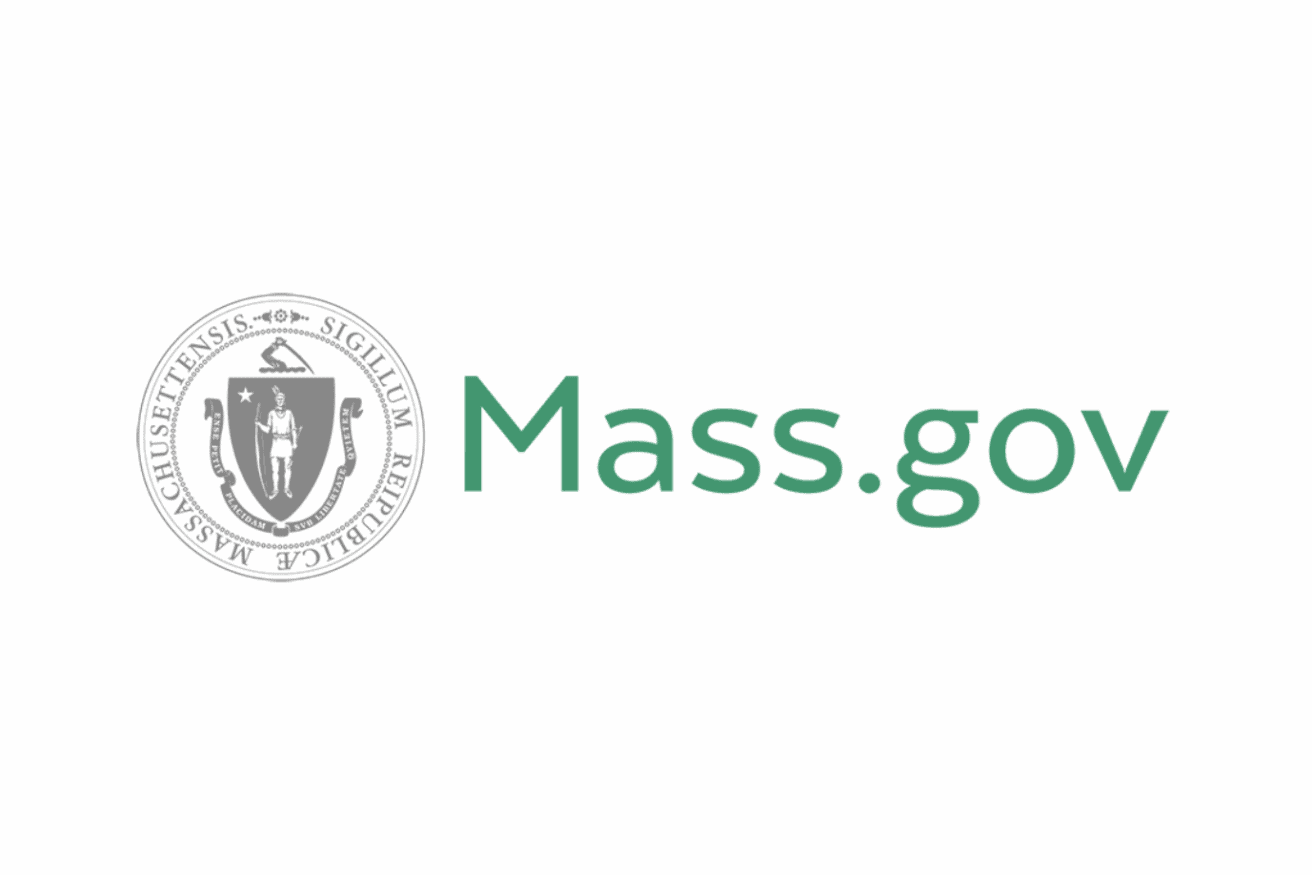 The Massachusetts state seal appears to the left of green text that reads "Mass.gov" on a white background.