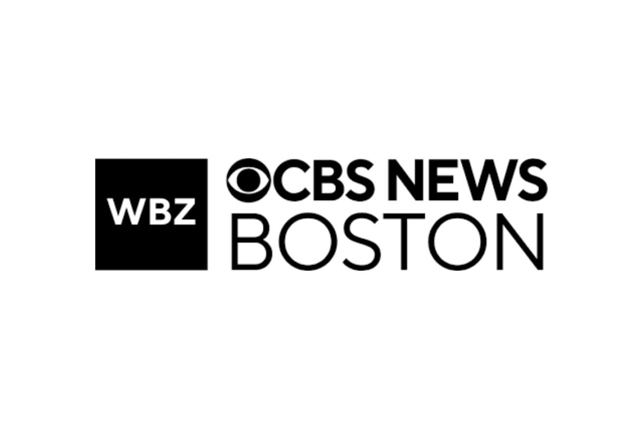 Black and white WBZ CBS News Boston logo featuring the WBZ text in a square and the CBS eye symbol above the words CBS News Boston.