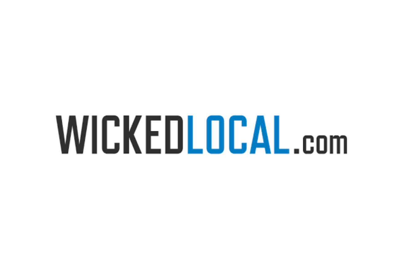 The image shows the logo for wickedlocal.com with "WICKED" in black, "LOCAL" in blue, and ".com" in black on a white background.