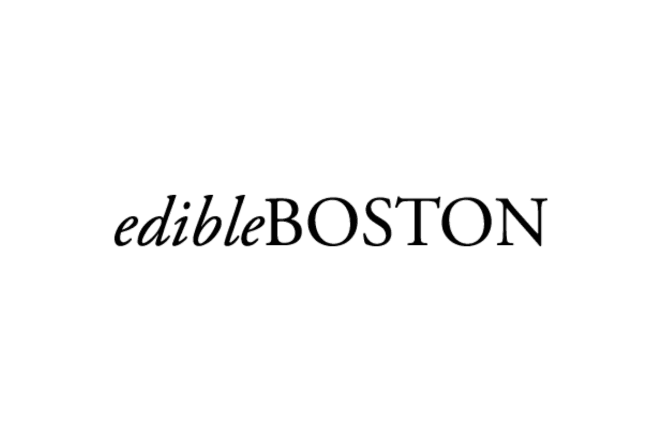 The image displays the text "edibleBOSTON" in a simple, serif font on a plain white background.