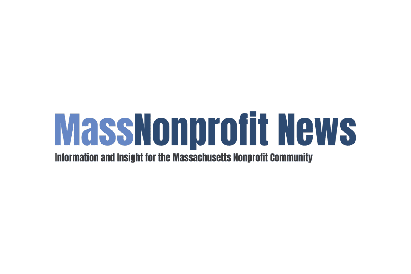 Logo for MassNonprofit News with the tagline "Information and Insight for the Massachusetts Nonprofit Community" on a white background.