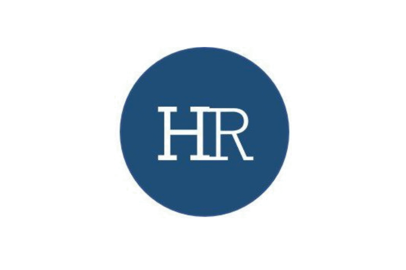 A blue circle with the white capital letters "HR" in the center, set against a plain white background.