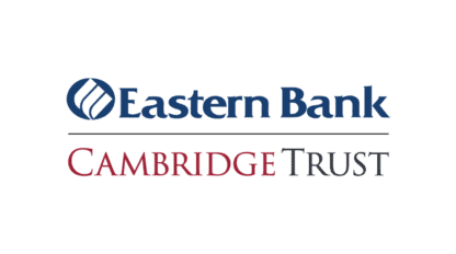 Eastern Bank and Cambridge Trust logos are displayed together, separated by a black line, evoking the excitement of an Ultimate Tailgate. Eastern Bank is in blue; Cambridge Trust is in red and gray.