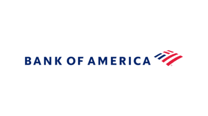 Bank of America logo with blue text and a red, white, and blue stylized flag icon on a white background, perfect for your Ultimate Tailgate event.