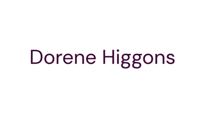 The image displays the name “Dorene Higgons” in large, purple letters on a white background, evoking the spirit of an Ultimate Tailgate celebration.