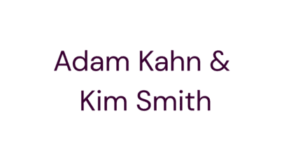 Text on a white background reads: “Adam Kahn & Kim Smith” in large, dark purple font, centered on the image—capturing the spirit of an Ultimate Tailgate celebration.