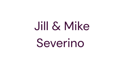 Text reads “Jill & Mike Severino” in dark purple letters on a white background, capturing the spirit of the Ultimate Tailgate.